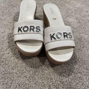 Michael Kors White Platform Slides